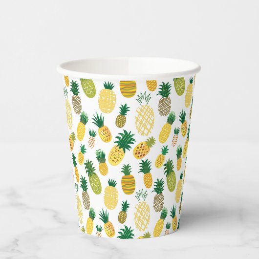 Trendy Pineapple Pattern Papieren Bekers (Links)