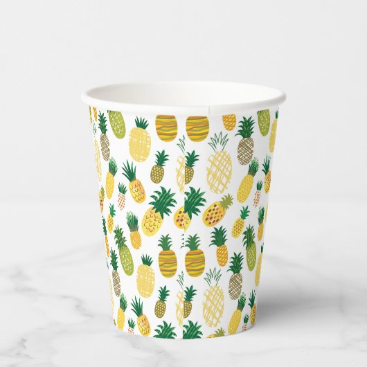 Trendy Pineapple Pattern Papieren Bekers (Rechts)