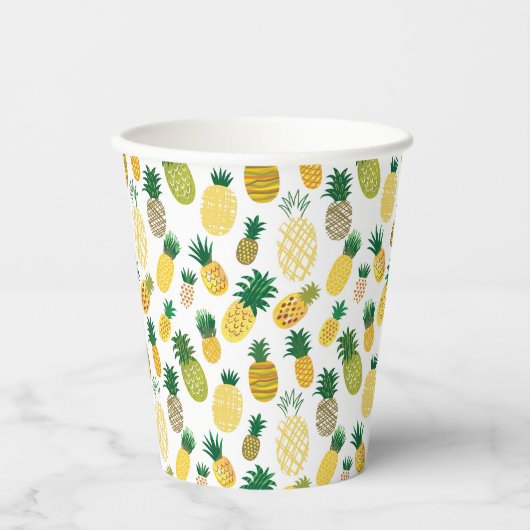Trendy Pineapple Pattern Papieren Bekers (Voorkant)