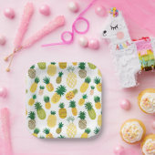 Trendy Pineapple Pattern Papieren Bordje (Feest)