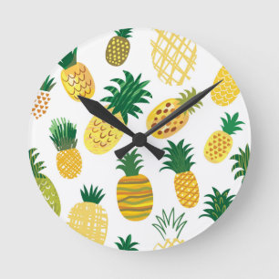 Trendy Pineapple Pattern Ronde Klok