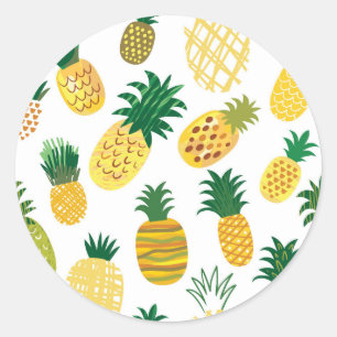 Trendy Pineapple Pattern Ronde Sticker