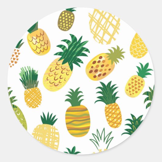 Trendy Pineapple Pattern Ronde Sticker (Voorkant)