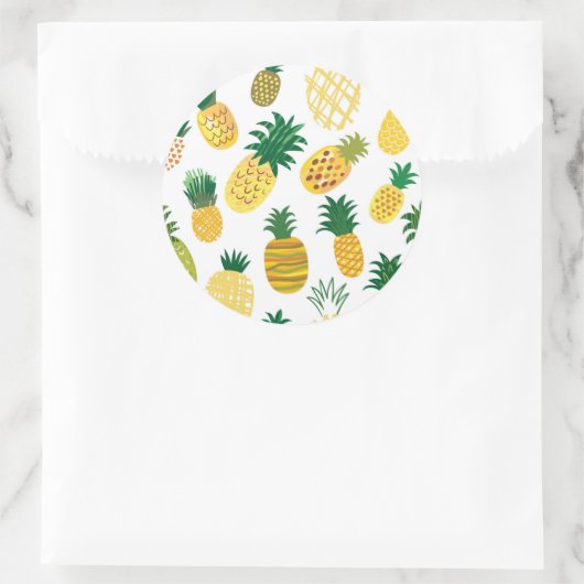 Trendy Pineapple Pattern Ronde Sticker (Tas)