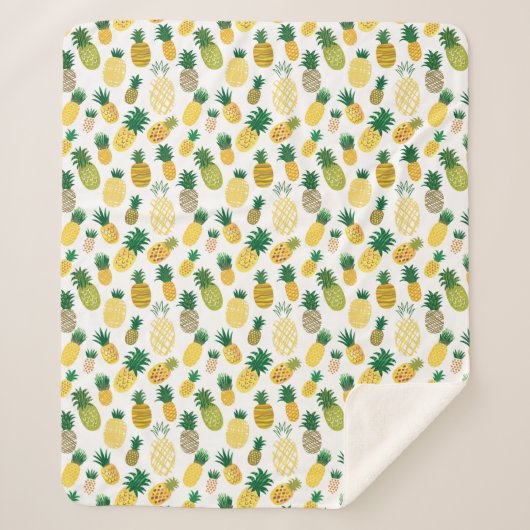 Trendy Pineapple Pattern Sherpa Deken (Voorkant)
