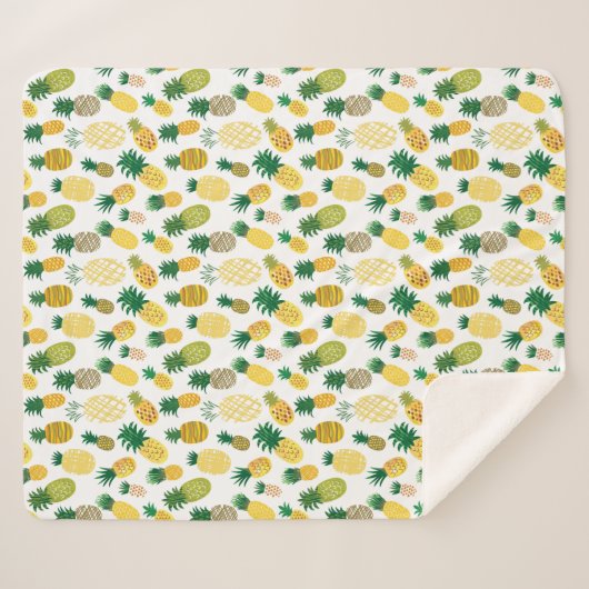 Trendy Pineapple Pattern Sherpa Deken (Voorkant (horizontaal))