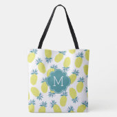 Trendy Pineapples Pattern Monogram Tote Bag (Achterkant)