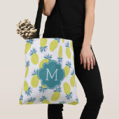 Trendy Pineapples Pattern Monogram Tote Bag (Dichtbij)