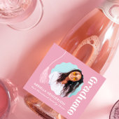 Trendy Pink Afstuderen Foto Sparkling Wijnetiket