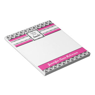 Trendy Pink and Black Girl's Personalized Notitieb Notitieblok