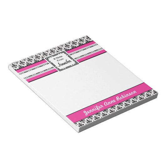 Trendy Pink and Black Girl's Personalized Notitieb Notitieblok (Schuin)