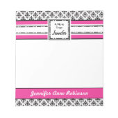 Trendy Pink and Black Girl's Personalized Notitieb Notitieblok (Voorkant)