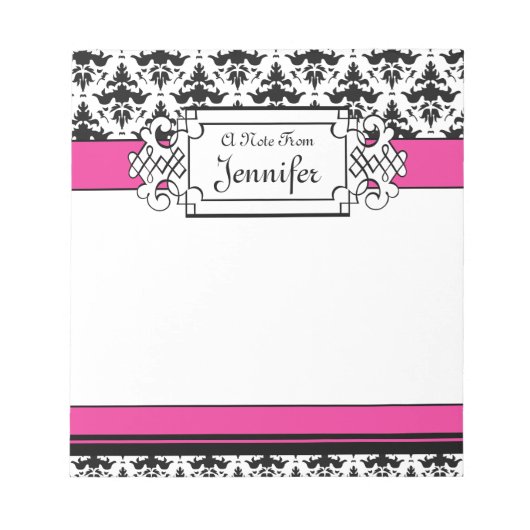 Trendy Pink and Black Girl's Personalized Notitieb Notitieblok (Voorkant)