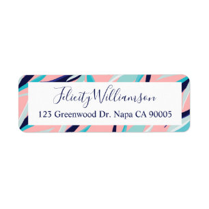 Trendy Pink & Aqua Tropical Flamingo & Palm Leafs Etiket