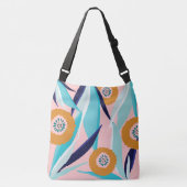 Trendy Pink & Aqua Tropical Palm Leafs & Florals Crossbody Tas (Voorkant)