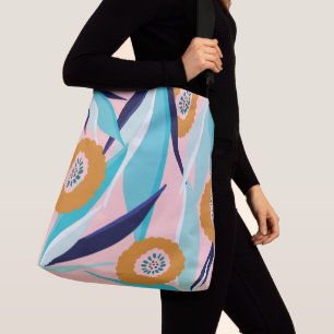 Trendy Pink & Aqua Tropical Palm Leafs & Florals Crossbody Tas