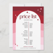 Trendy Pink Arch Retro Business Salon Price List (Voorkant)