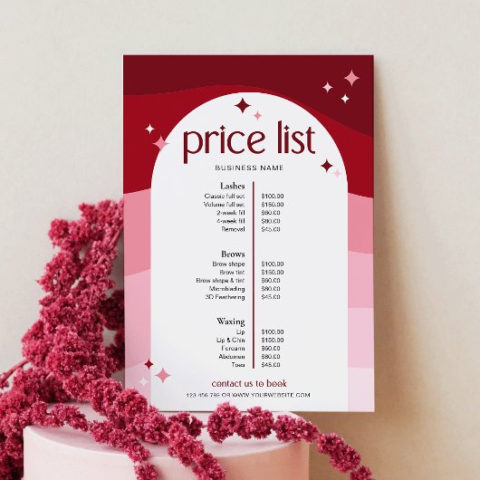 Trendy Pink Arch Retro Business Salon Price List