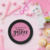 Trendy Pink Black Friends Family Gather Hier citaa Papieren Bordje (Feest)