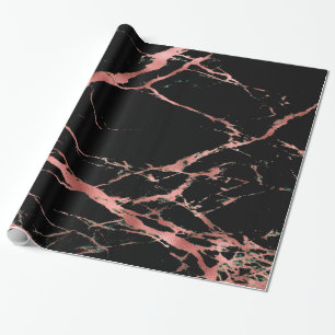 Trendy Pink Black Marble Glossy Cadeaupapier