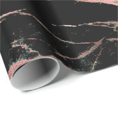 Trendy Pink Black Marble Glossy Cadeaupapier (Rol Hoek)