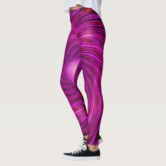 Trendy Pink Black Stripes Leggings (Links)