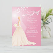 Trendy Pink BLONDE Bride Vrijgezellenfeest Invite Kaart (Staand voorkant)