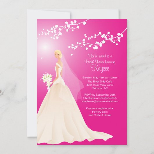 Trendy Pink BLONDE Bride Vrijgezellenfeest Invite Kaart (Voorkant)