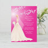Trendy Pink BLONDE Bride Vrijgezellenfeest Invite Kaart (Staand voorkant)