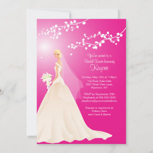 Trendy Pink BLONDE Bride Vrijgezellenfeest Invite Kaart