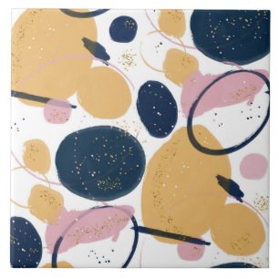 Trendy Pink Blue Strokes Abstracte Creative Art Tegeltje