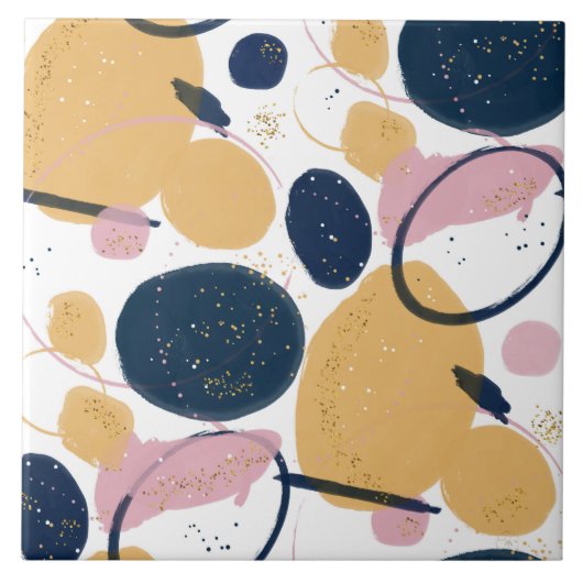 Trendy Pink Blue Strokes Abstracte Creative Art Tegeltje (Voorkant)