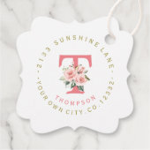 Trendy Pink Blush Floral Circular Address Label (Achterkant)