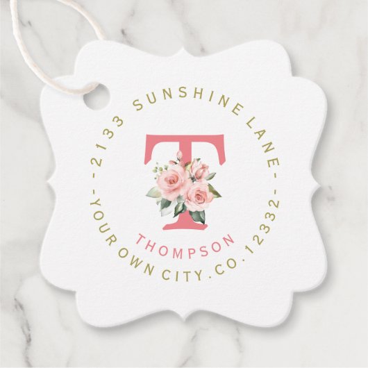 Trendy Pink Blush Floral Circular Address Label (Voorkant)