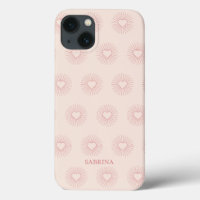 Trendy Pink Boho Heart gepersonaliseerd