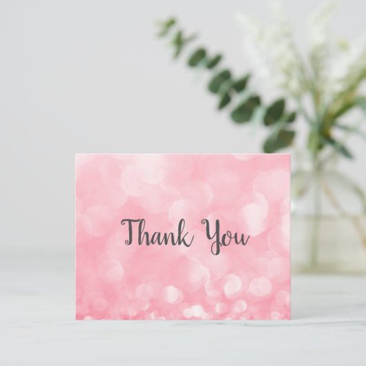Trendy Pink Bokeh Business bedankpas Bedankkaart (Staand voorkant)