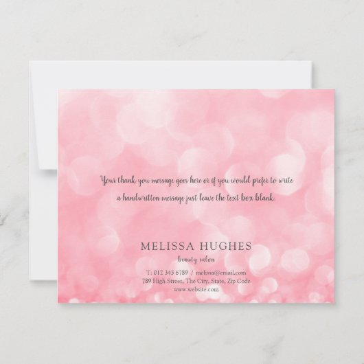 Trendy Pink Bokeh Business bedankpas Bedankkaart (Achterkant)