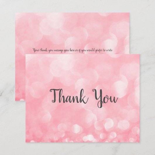 Trendy Pink Bokeh Business bedankpas Bedankkaart (Voorkant / Achterkant)