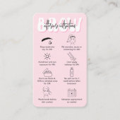 Trendy Pink Brow Aftercare Instructies Retro Font Visitekaartje (Voorkant)