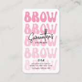 Trendy Pink Brow Aftercare Instructies Retro Font Visitekaartje (Achterkant)