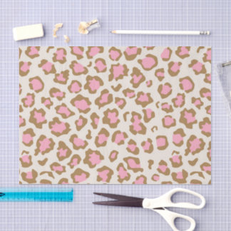 Trendy Pink Brown Leopard Spots Boho Decoupage Tissuepapier
