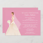 Trendy Pink BRUNETTE Bride Vrijgezellenfeest Invit Kaart (Voorkant / Achterkant)