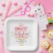 Trendy Pink Cake Name 21st Birthday Bedankt Papieren Bordje (Feest)