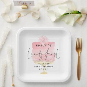 Trendy Pink Cake Name 21st Birthday Bedankt Papieren Bordje