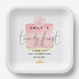 Trendy Pink Cake Name 21st Birthday Bedankt Papieren Bordje