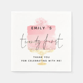 Trendy Pink Cake Name 21st Birthday Bedankt Servet