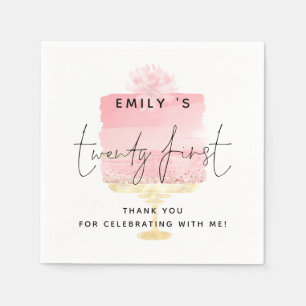 Trendy Pink Cake Name 21st Birthday Bedankt Servet