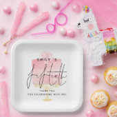 Trendy Pink Cake Name 50th Birthday Bedankt Papieren Bordje (Feest)