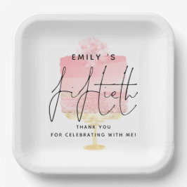 Trendy Pink Cake Name 50th Birthday Bedankt Papieren Bordje