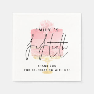 Trendy Pink Cake Name 50th Birthday Bedankt Servet